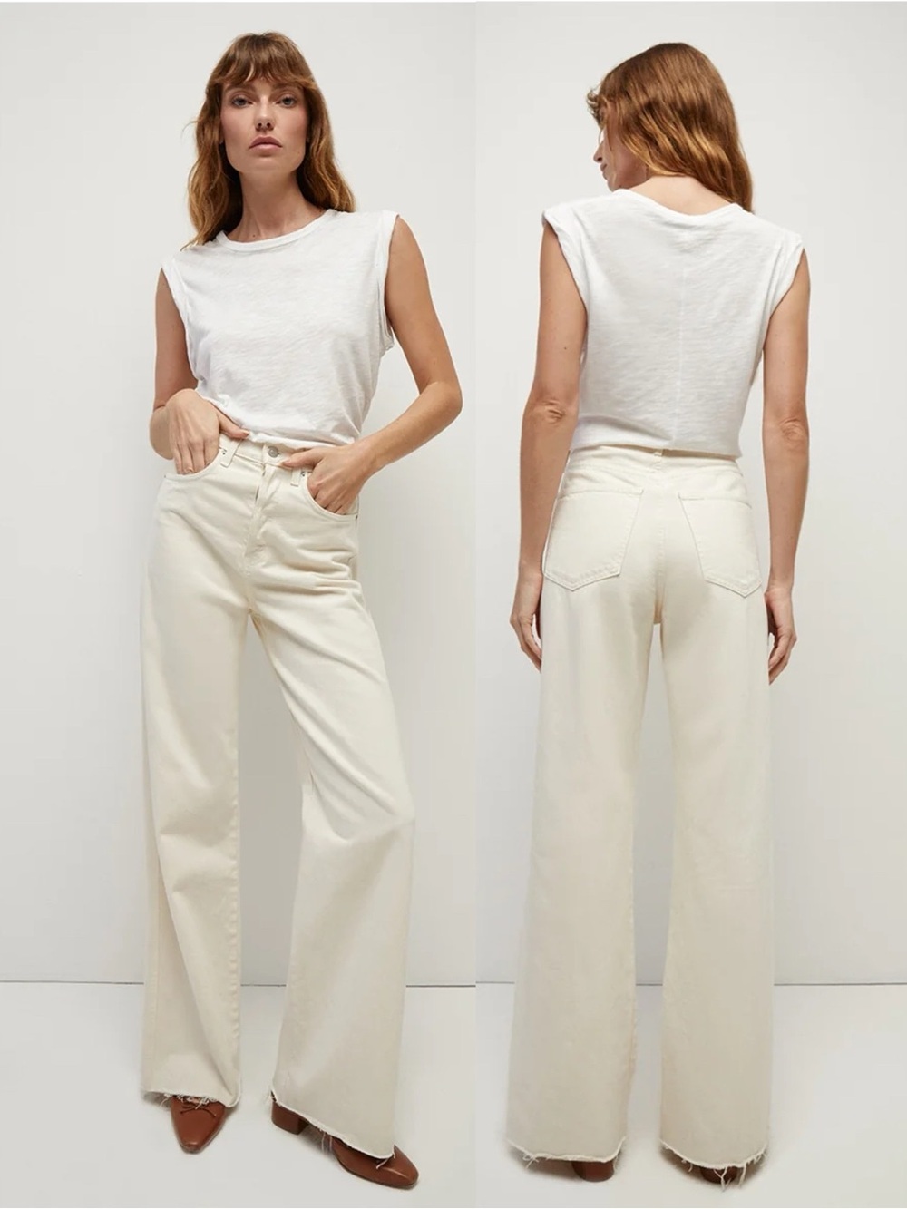 Veronica Beard | NWOT Taylor Relaxed Wide Leg Jeans in Ecru 29